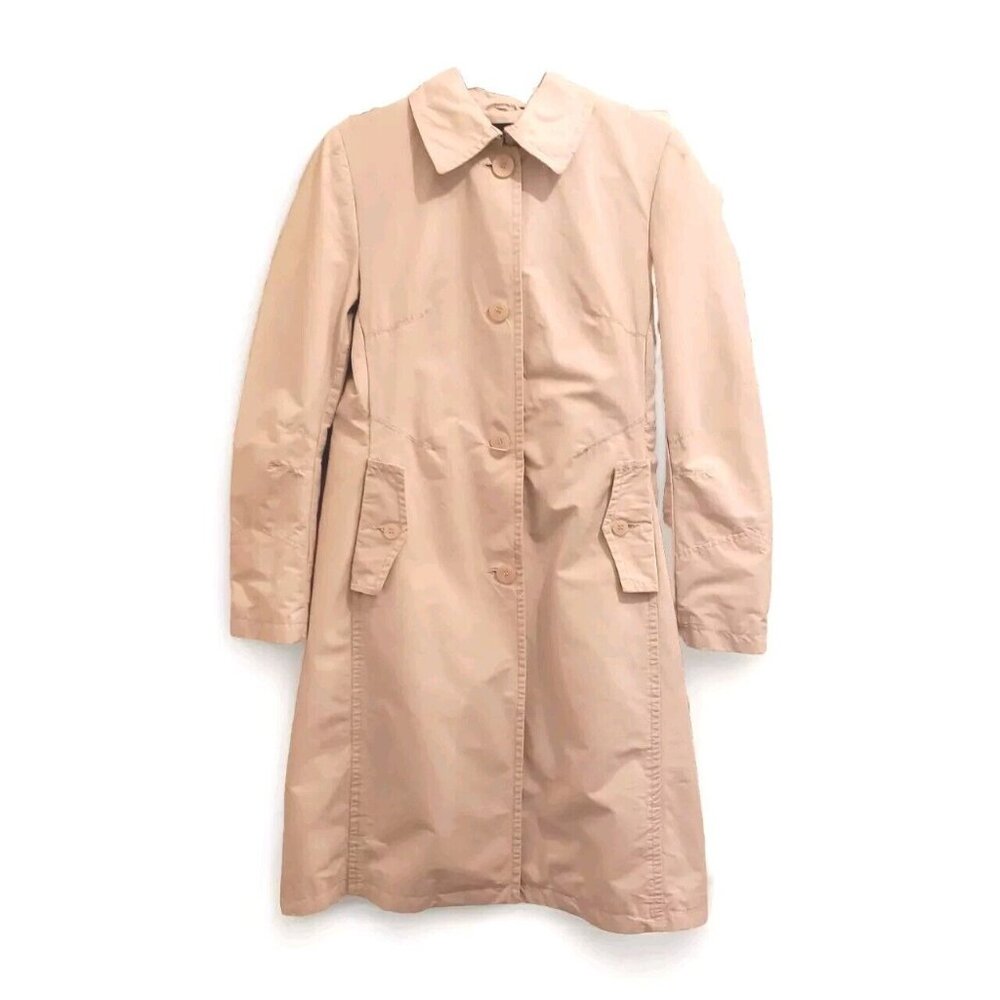 H&M Trench Coat Women's 10 Beige Khaki Cotton Twill Preppy Light Academia EUC
